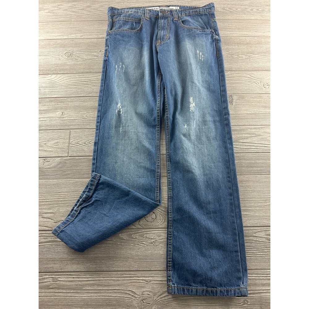 Koman True Fit Premium Relaxed Straight Jeans Mens 32X32 Dark Wash Blue Cotton